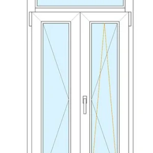 Portafinestra in PVC 2 ante 120X220 + Sopraluce fisso 120x40