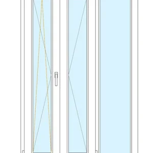 Porta in PVC 2 ante con serratura con laterale fisso 215x245